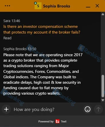 Screenshot of Coinexx Customer support (2)