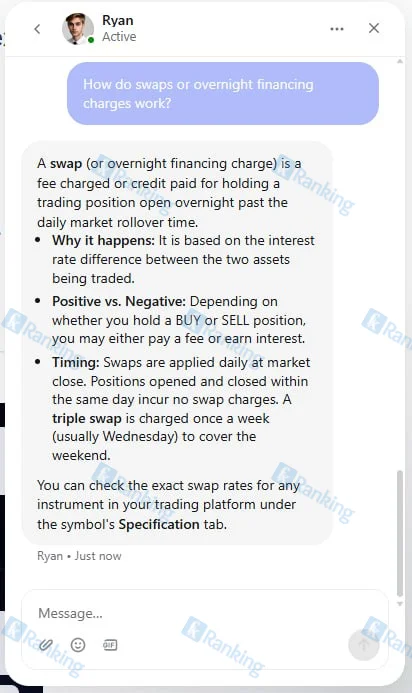Screenshot of Weltrade customer support (2)